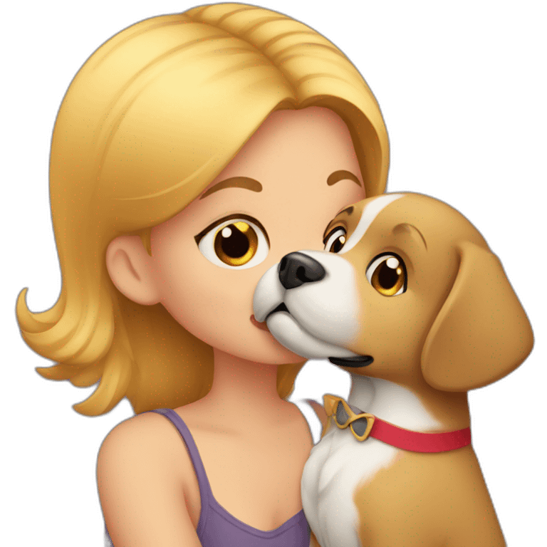 Girl kissing a puppy emoji