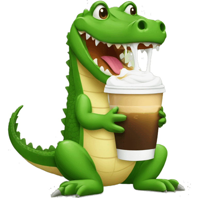 Crocodile drinking cold coffee  emoji