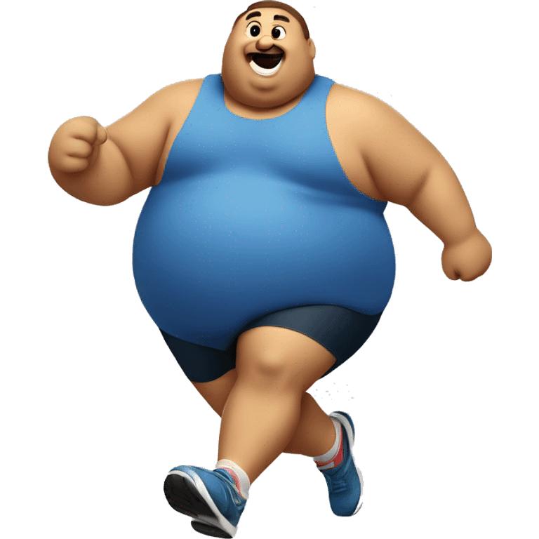 Fat guy running a marathon for a donut emoji