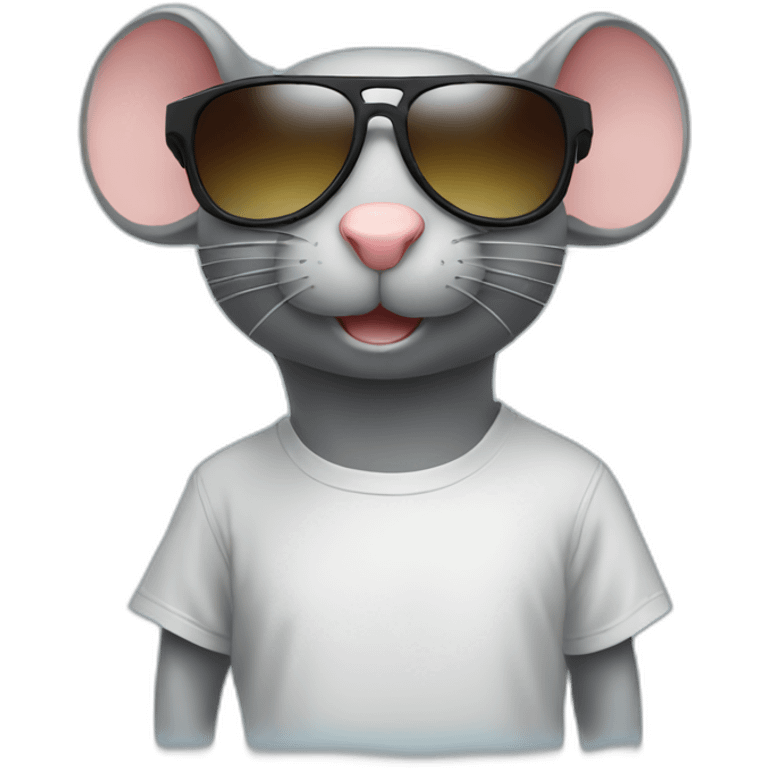 rat with sunglasses a T-shirt with bob written on it emoji