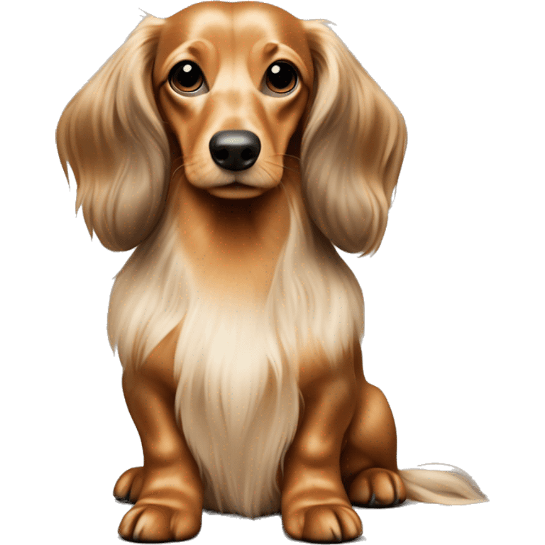 Sideway standing Longhair cream shaded piepald dachshund emoji