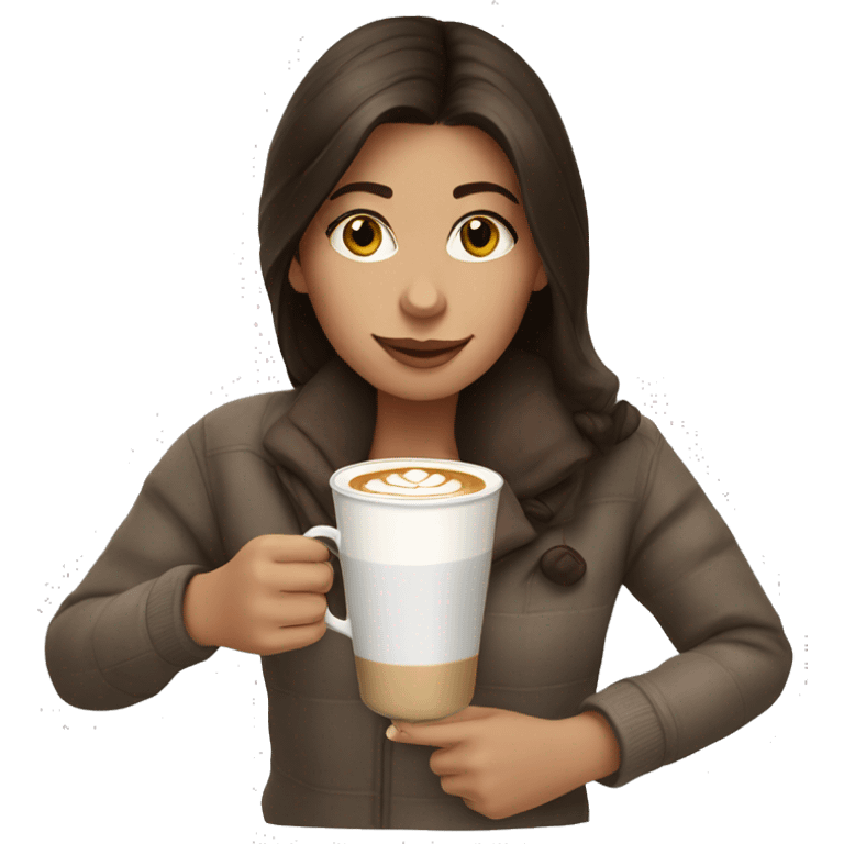 brunette girl sipping latte  emoji