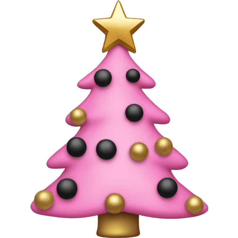 Pink Christmas tree with black bows and gold decoration  emoji