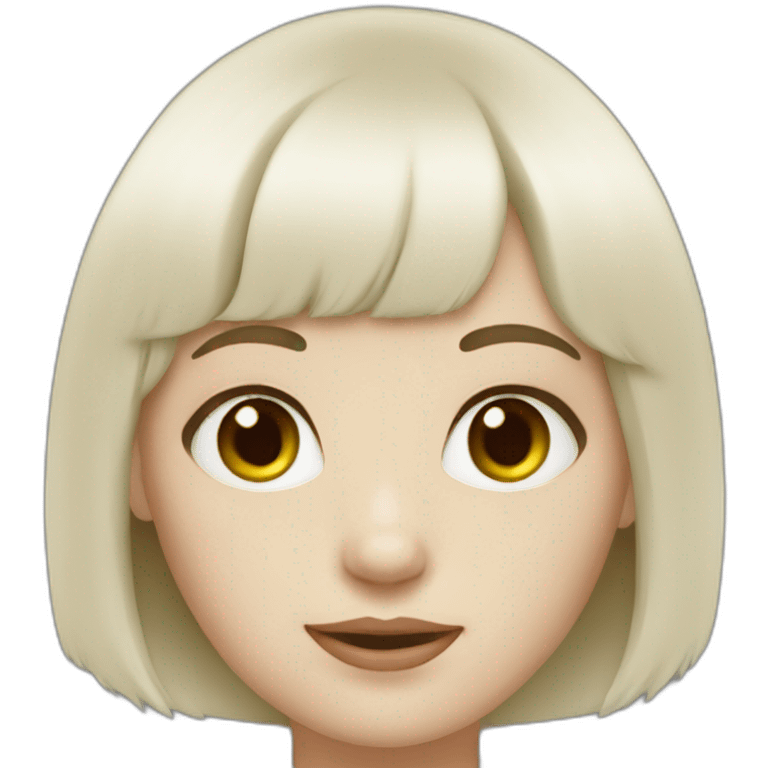 White skin white short hair with bangs girl emoji