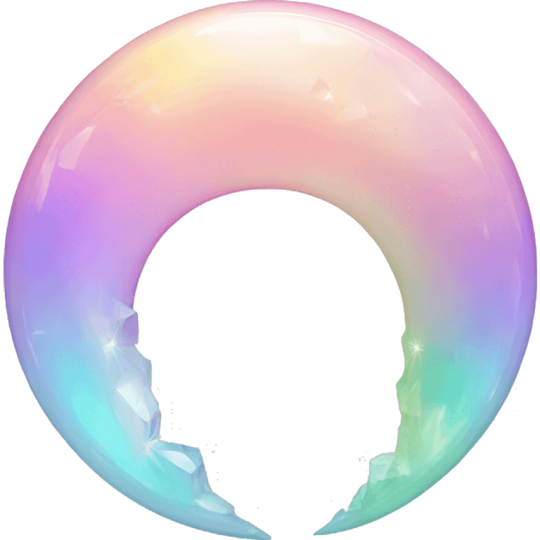 Pastel iridescent rainbow crystal crescent circle emoji