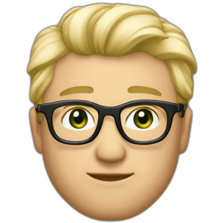 Joli homme blond aux cheveux court et boucles yeux verts et des lunettes emoji