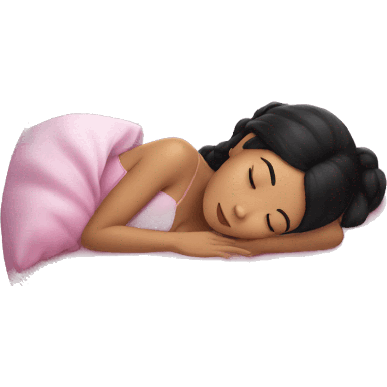 sleeping beauty black hair asian girl with a silk pillow emoji