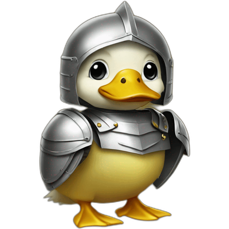 Baby duck wearing a suit of armor emoji