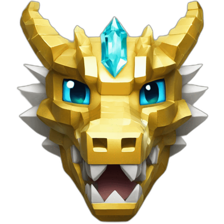 Minecraft Glitter Gold Dragon Head With Diamond Horn emoji