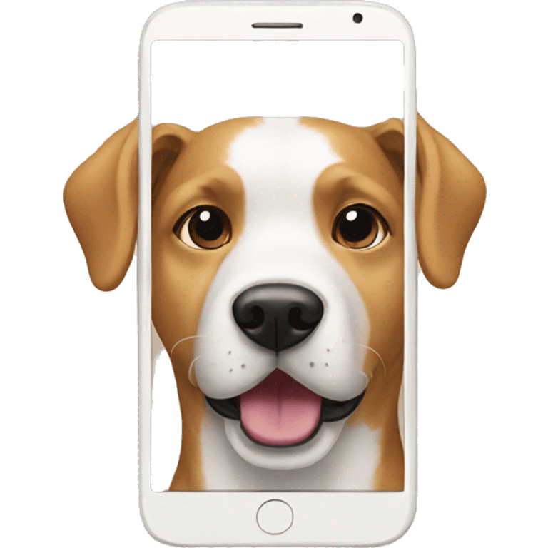 phone with a dog on it but the dog fitting in the screen emoji