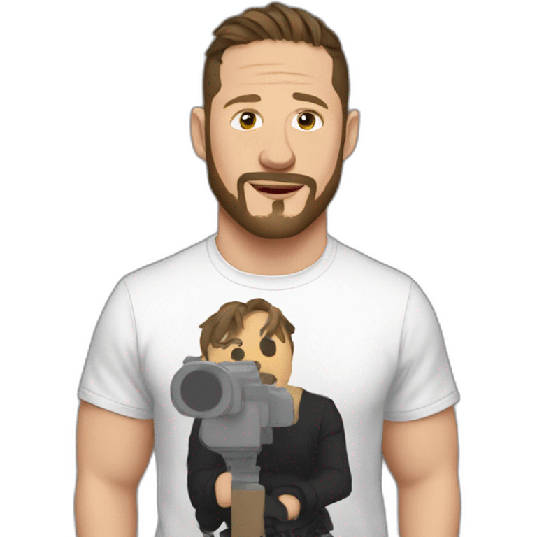 Tom Hardy wearing t-shirt emoji