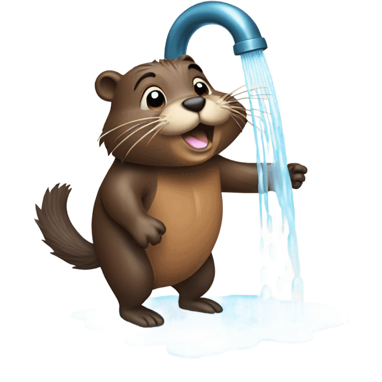 a beaver taking a shower emoji