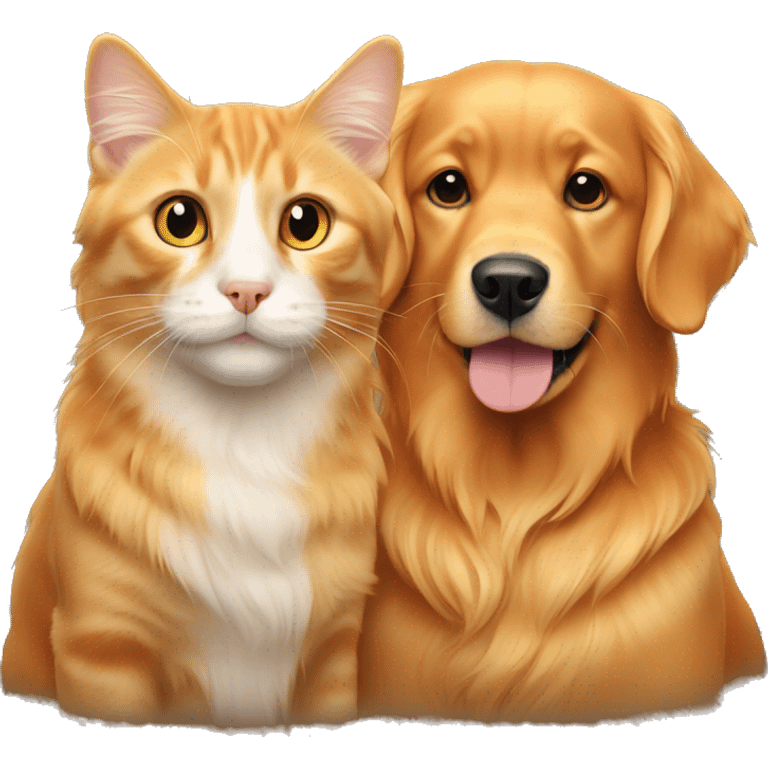 golden retriever and orange cat  emoji