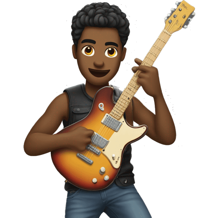 cool guy rocking guitar emoji