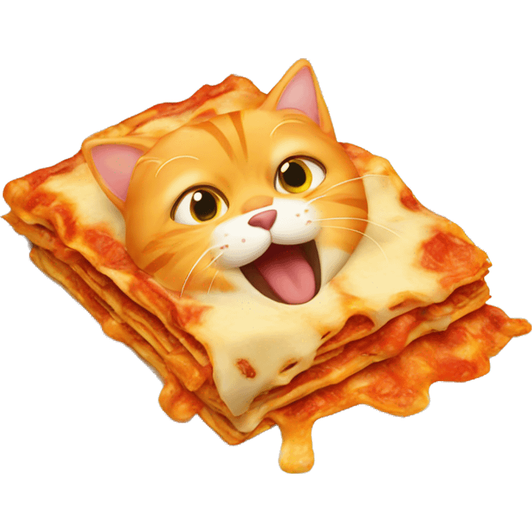 orange cat eating lasagna emoji