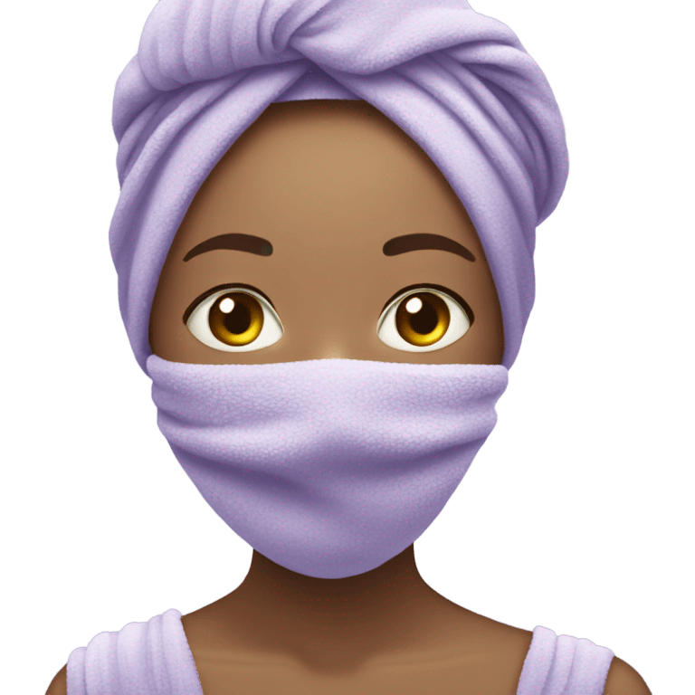 beautiful girl with a pastel purple towel on her head emoji