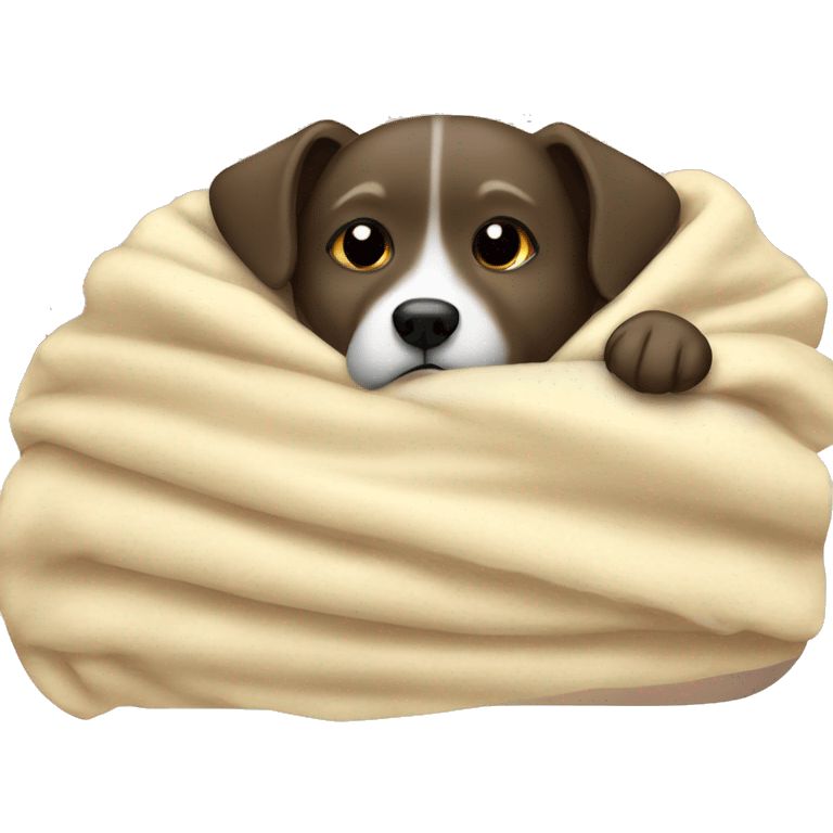 Dog sleeping in blanket cozy emoji