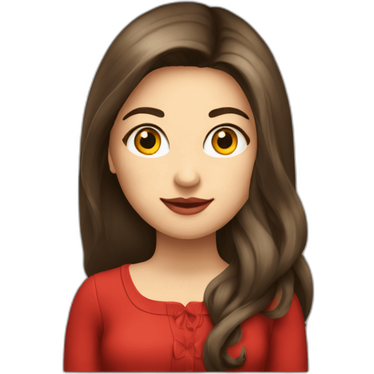 Brunette-girl-long-hair-chubby-cheeks-old-money-fashion-style-red emoji