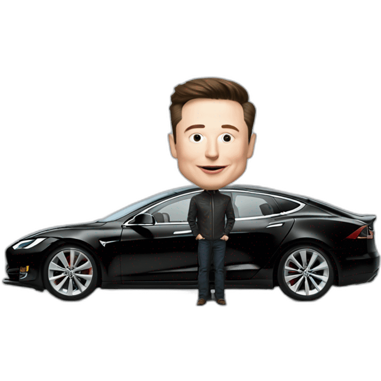 elon musk with tesla model s emoji