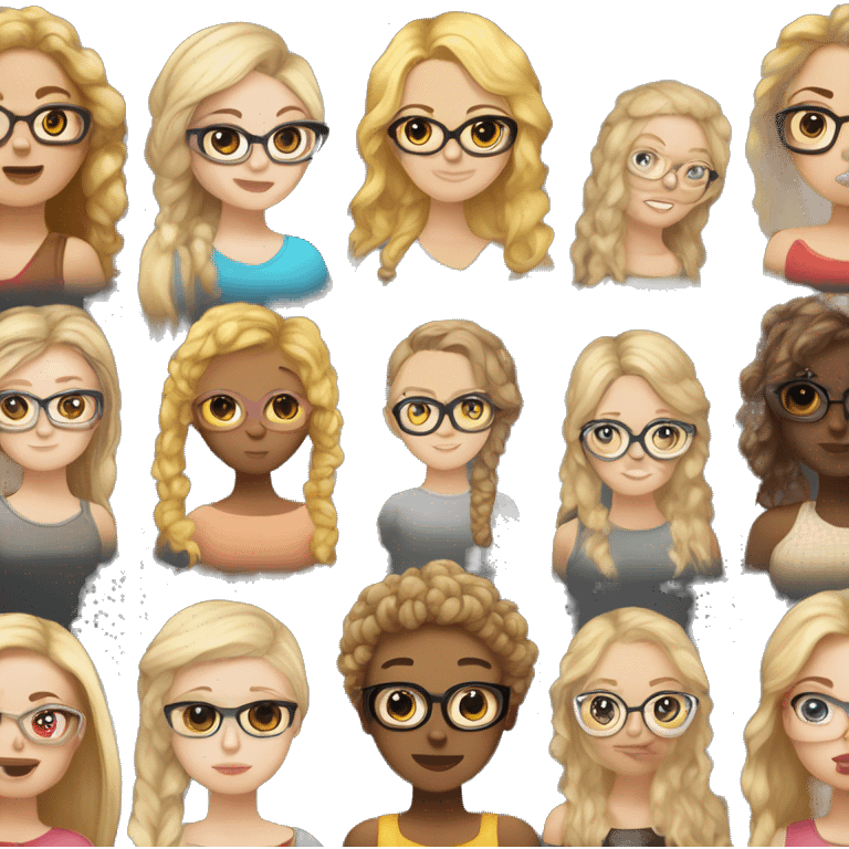 white girl with some faint freckles black glasses light brown with some blonde and bubble briads emoji