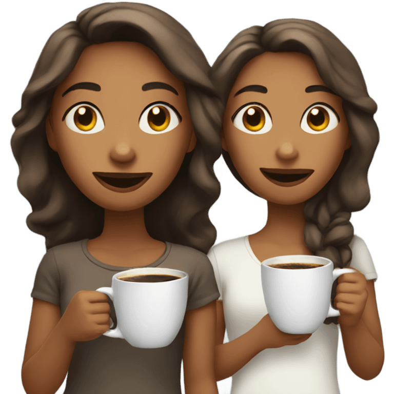 Sisters with coffee cups emoji