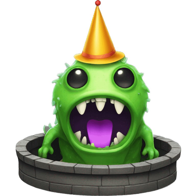 sewer monster with a party hat emoji