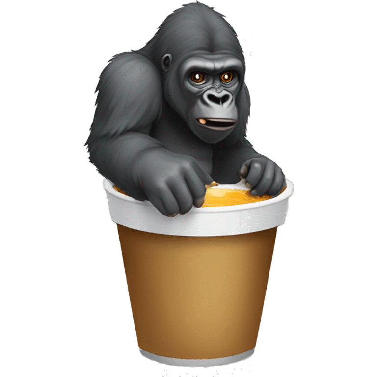 gorilla trapped in a boba cup emoji