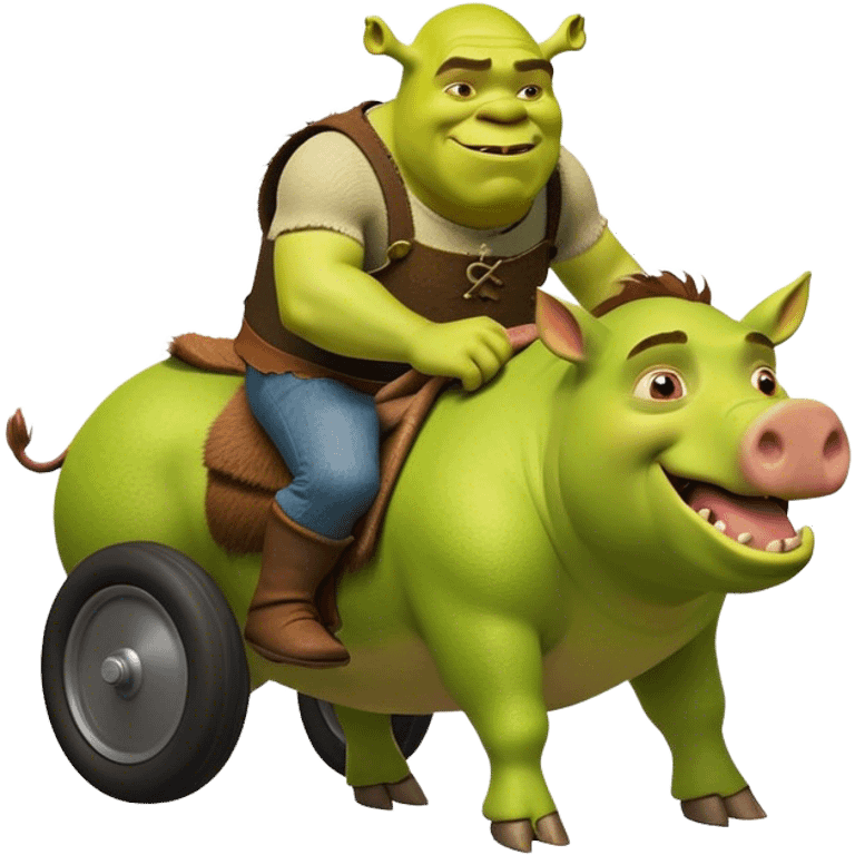 create shrek riding a hog emoji