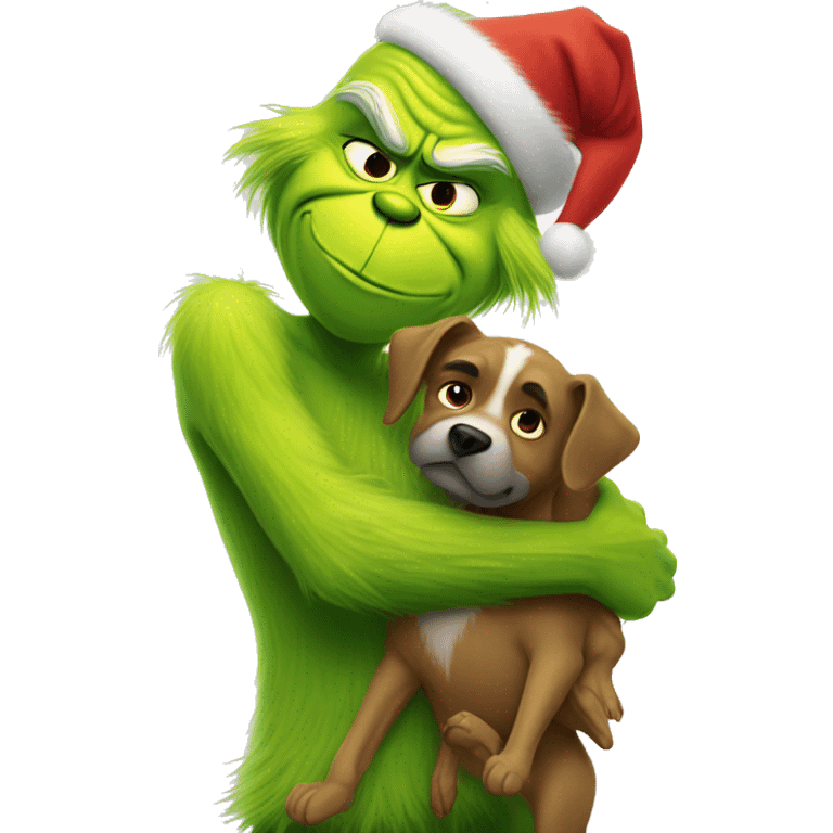 Grinch hugging his dog emoji