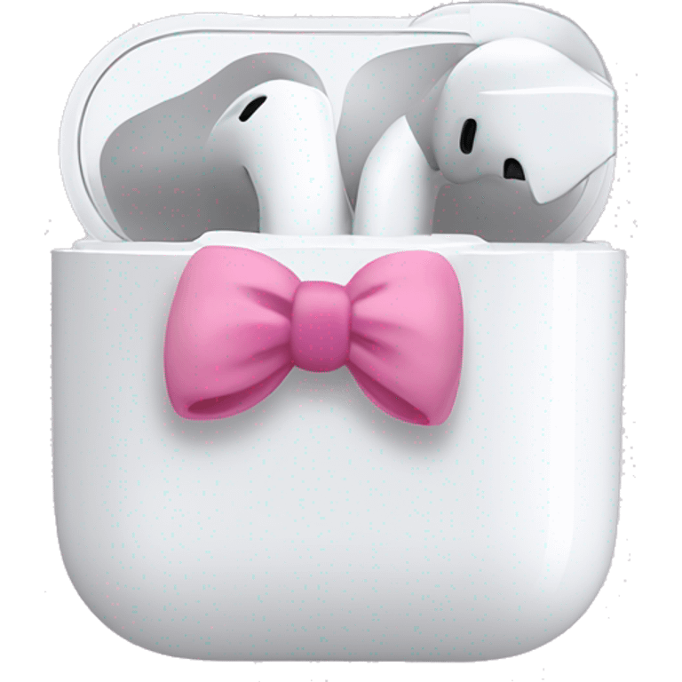 airpods with a cute pink bow on it emoji