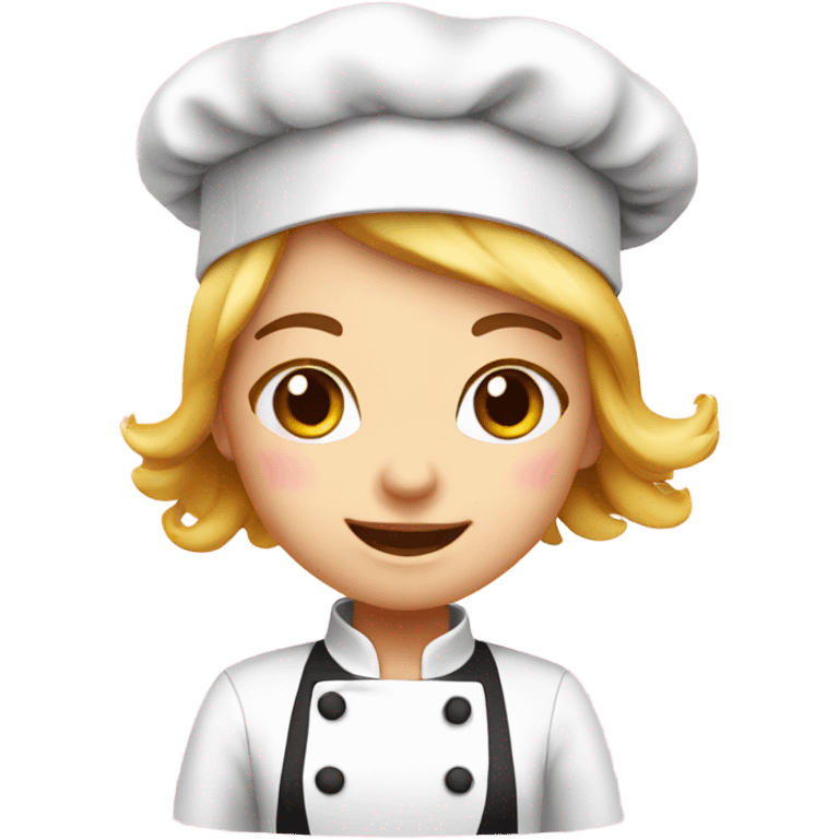 Cute chef girl pink emoji