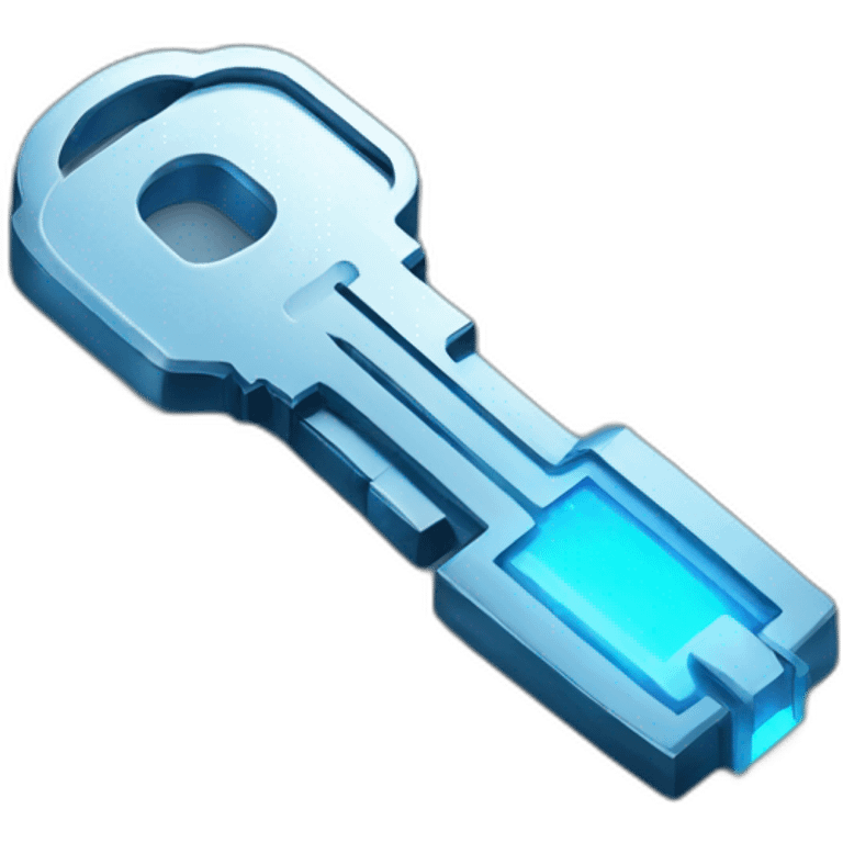 cyber metal key with blue light emoji