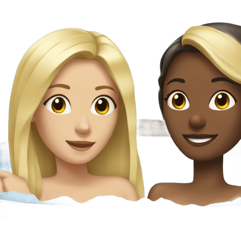 Blonde and brunette in hot tub emoji