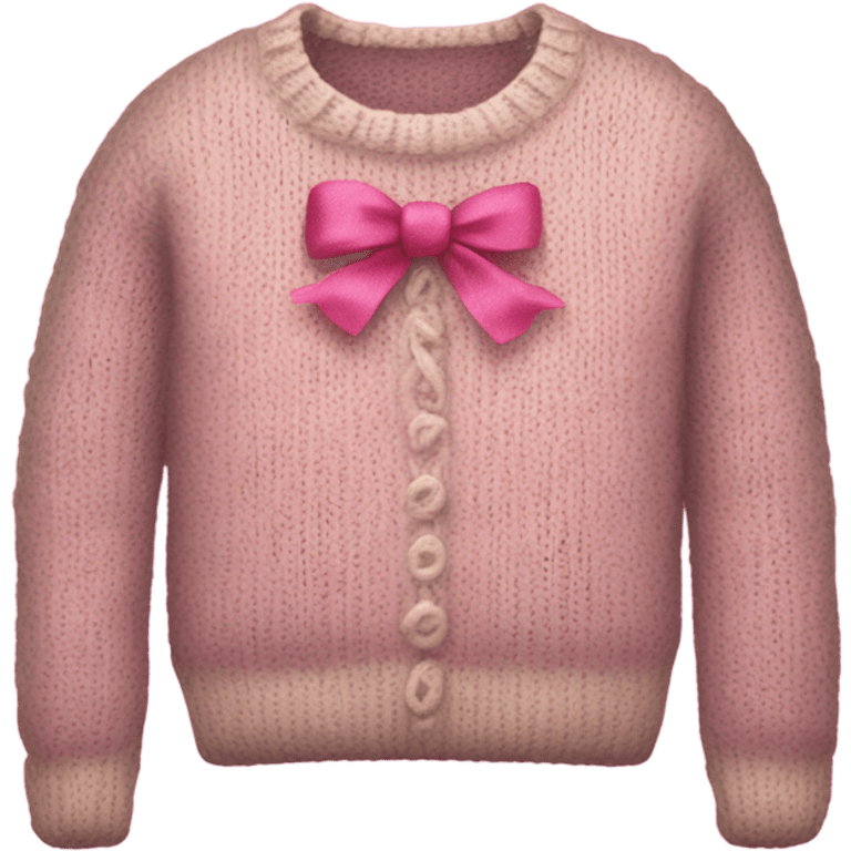 Knit sweater with pink bow glitter design emoji