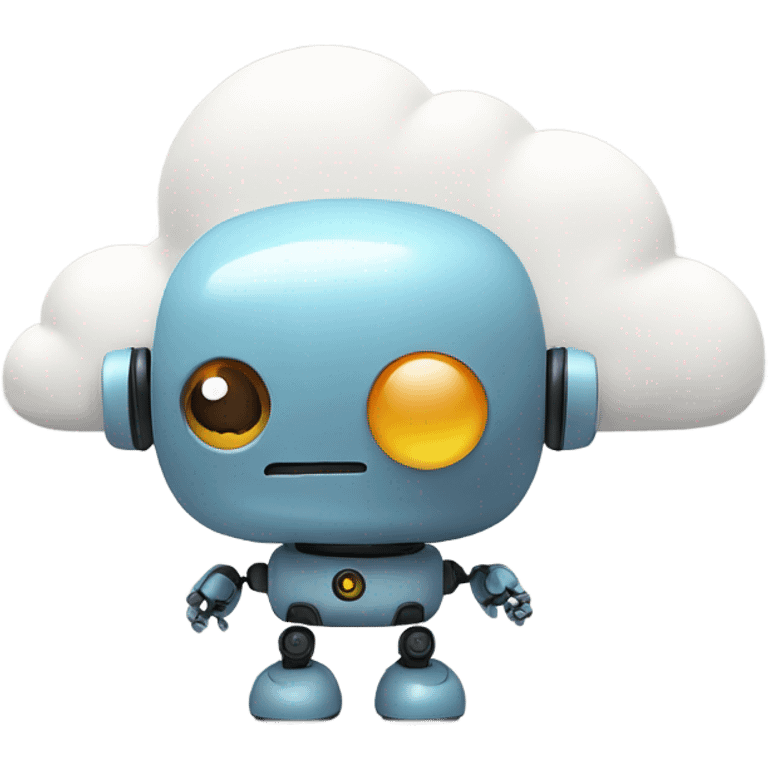 cute robot and a cloud of thoughts emoji