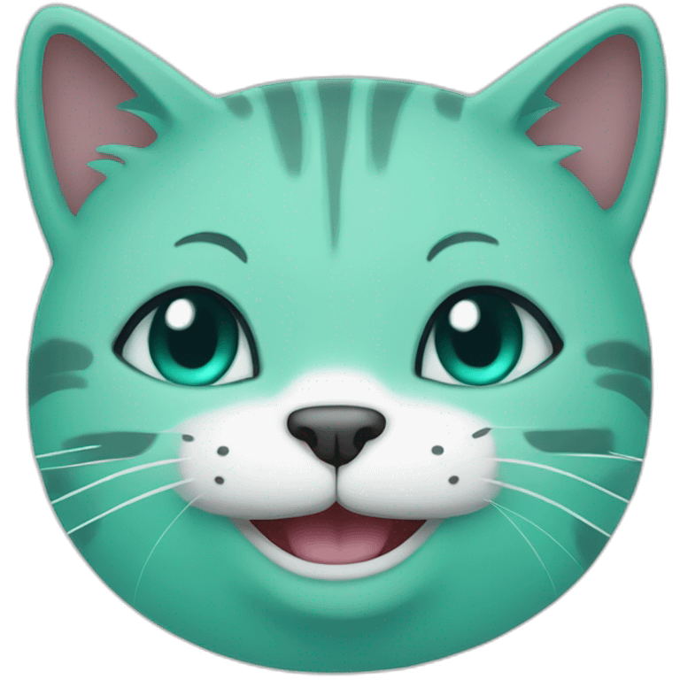 Turquoise cat smile emoji