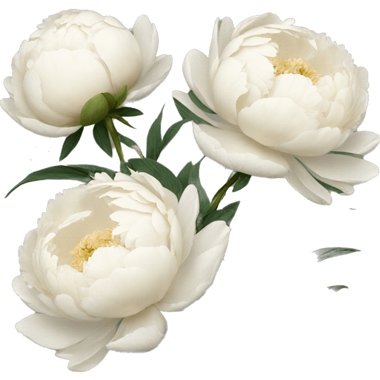 3 Creamy white peonies with stems emoji