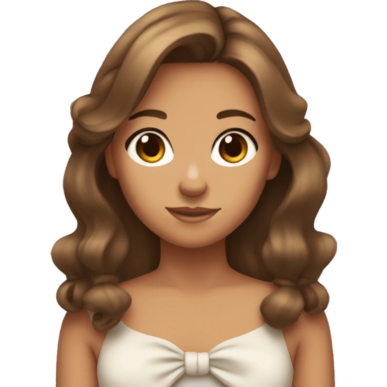 girl with brown hair and tans skin with bow in her hair emoji