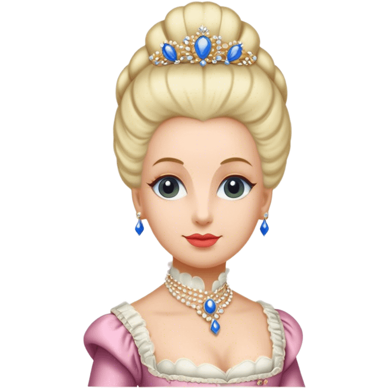 Cinematic Realistic Marie Antoinette Portrait Emoji, depicted as an opulent royal figure with elegant attire and a graceful poised expression, rendered with rich textures and soft lavish lighting that captures her historical allure. emoji