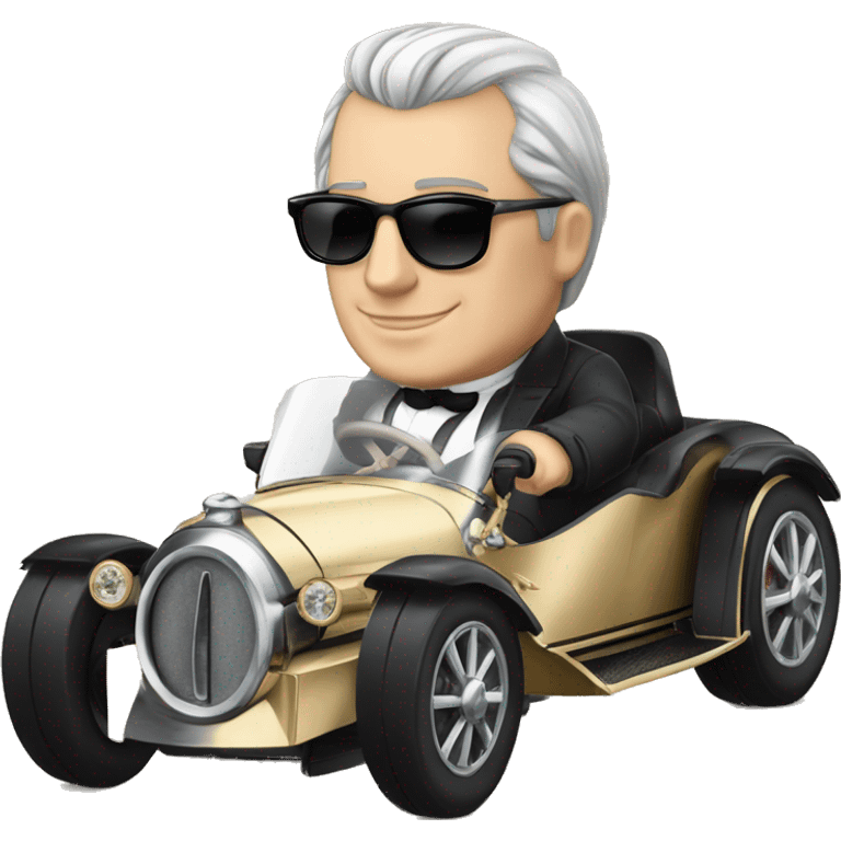 The French emperor Napoléon driving a brand new bugatti emoji