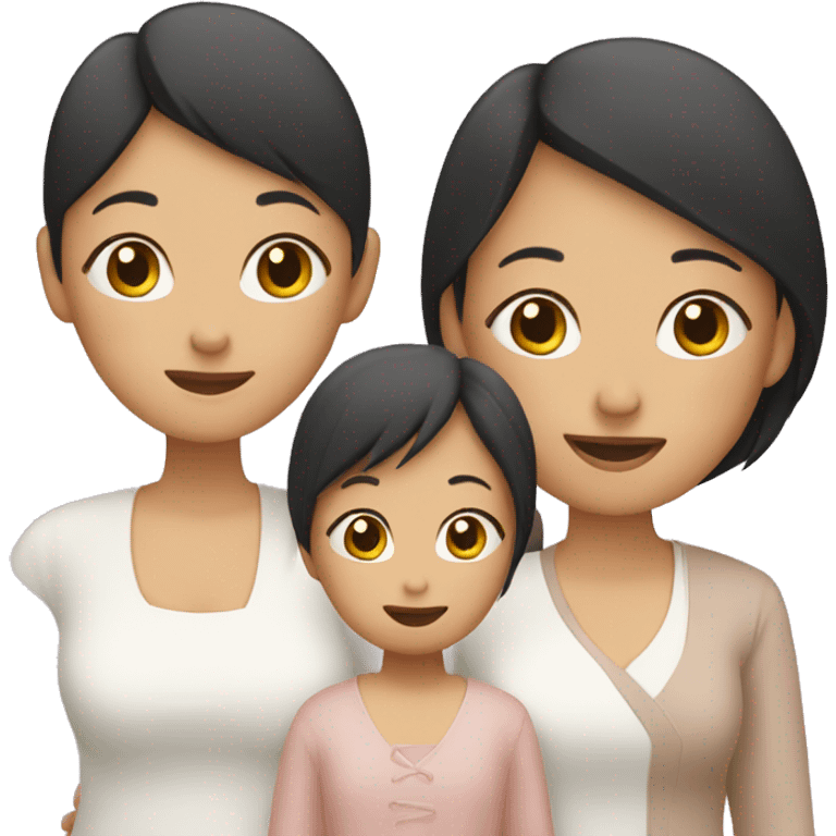 Asian mom and three daughters emoji