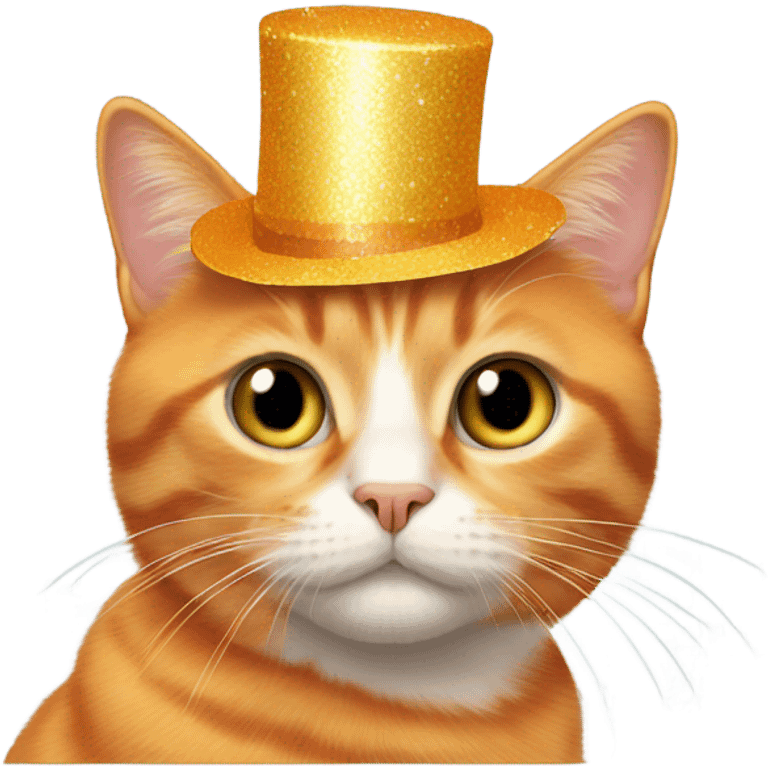 Orange cat wearing a new years headband  emoji