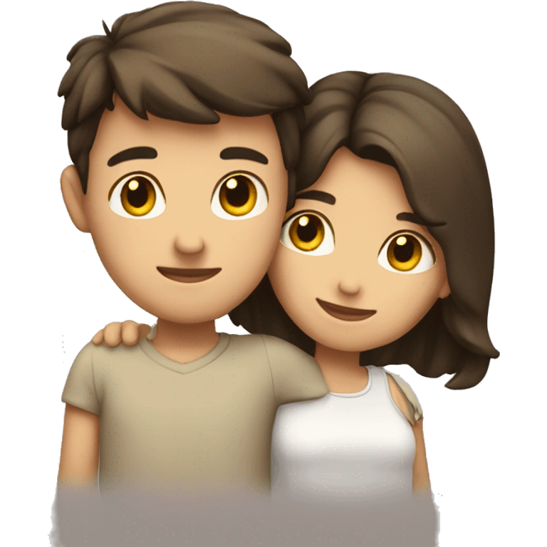 brunette emoji boy and girl hugging  emoji