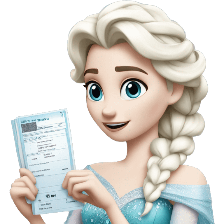 Elsa from disney holding a payslip emoji