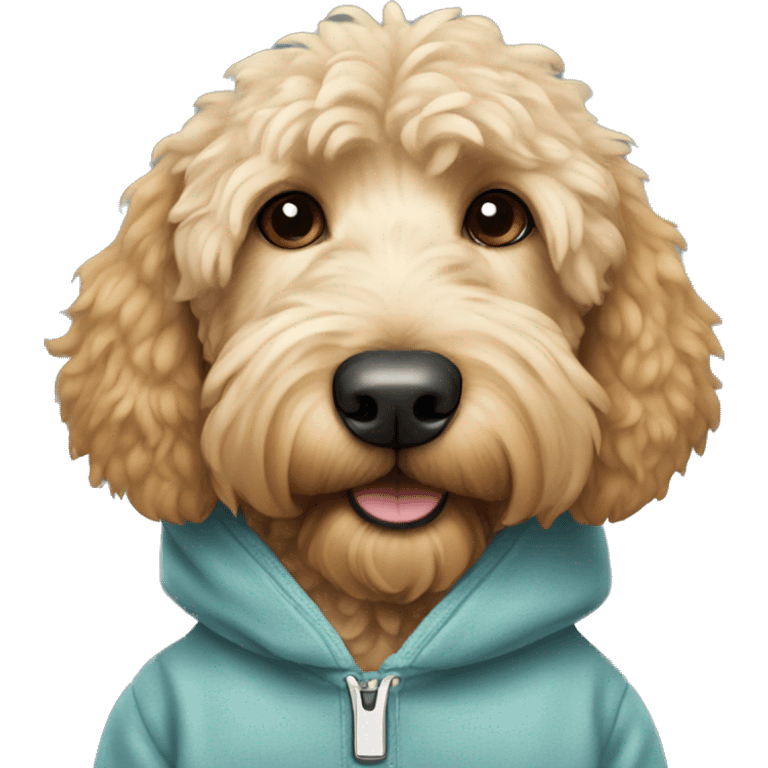 Golden doodle dog wearing a sweatshirt  emoji