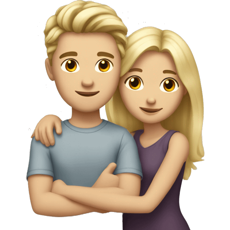 white boy with brunetter hair and girl with blonde hair cuddling  emoji