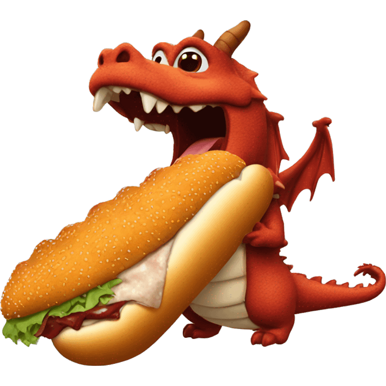 Dragon eating mcrib sandwich emoji