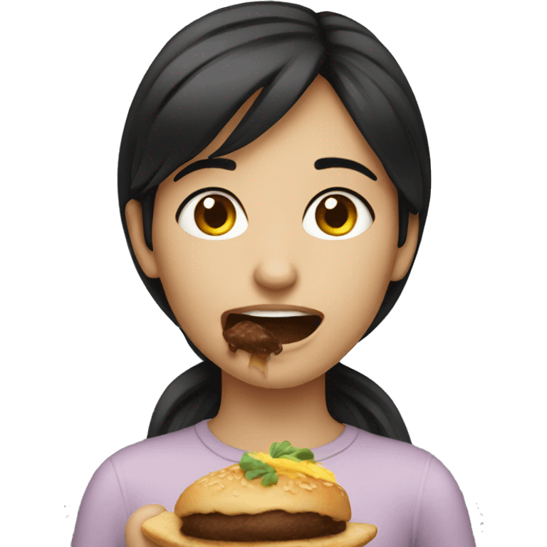 dark haired girl eating emoji