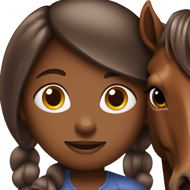 chocolate hair girl with a bay horse emoji