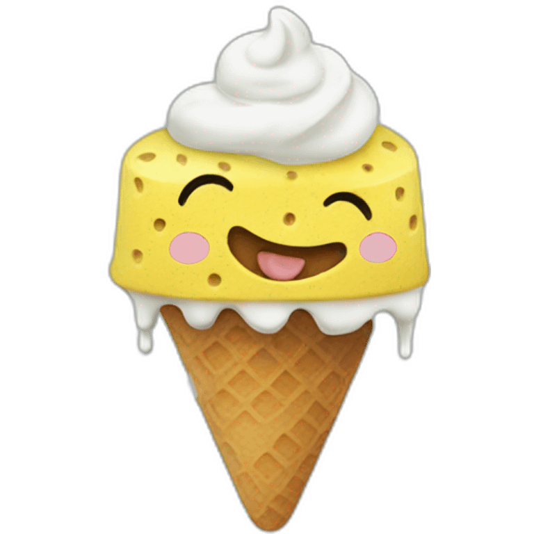 eating ice cream sponge emoji